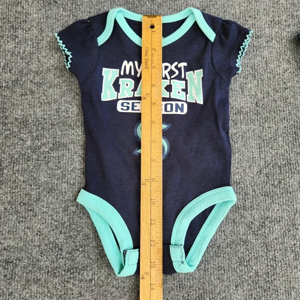 NHL‎ Seattle Kraken Baby Bodysuit 3-Pack Infant Creeper Set 0-3M NEW w/Tags